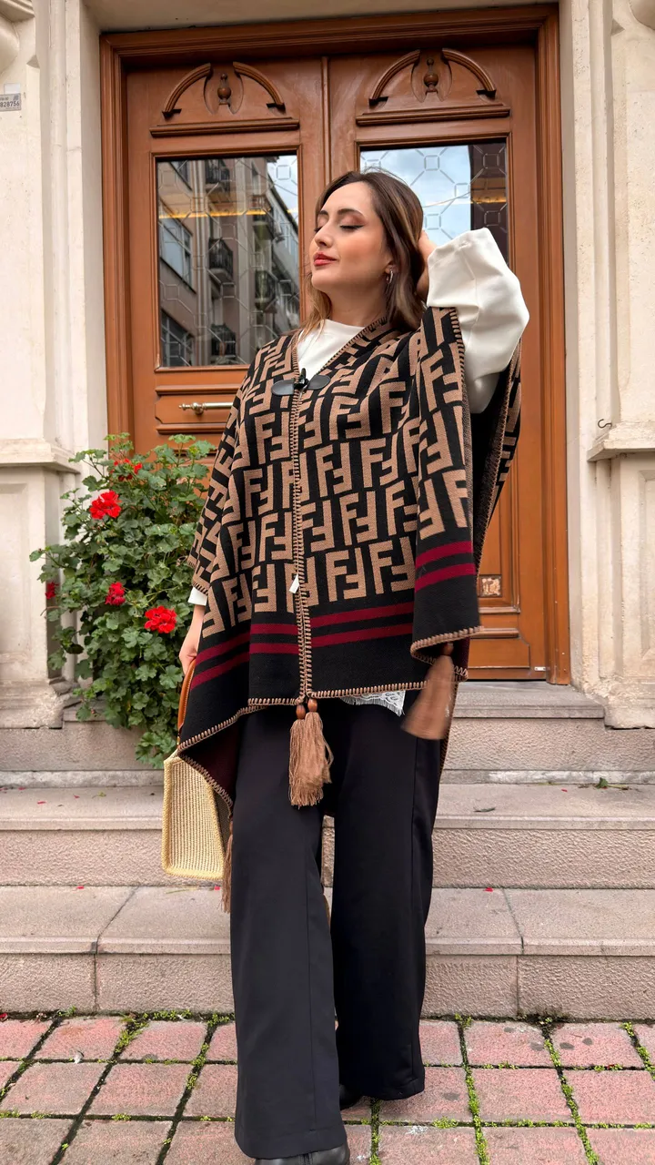Poncho tipi kaşmir şal 17