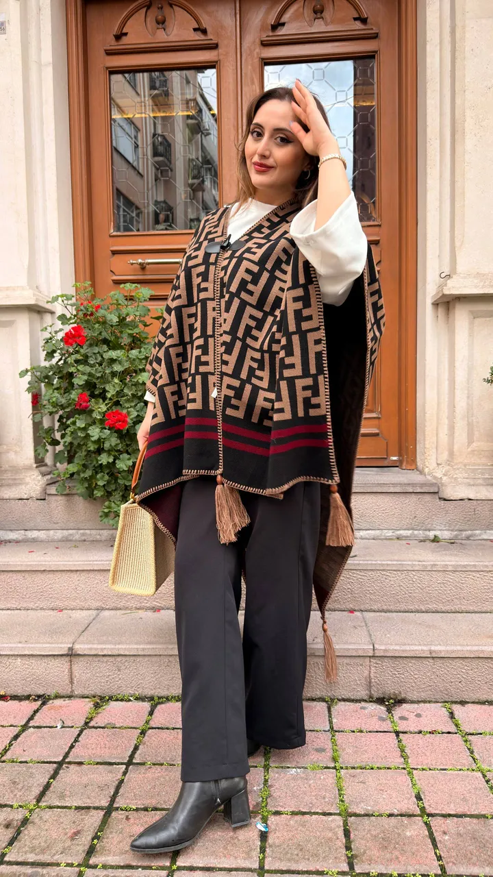 Poncho tipi kaşmir şal 19