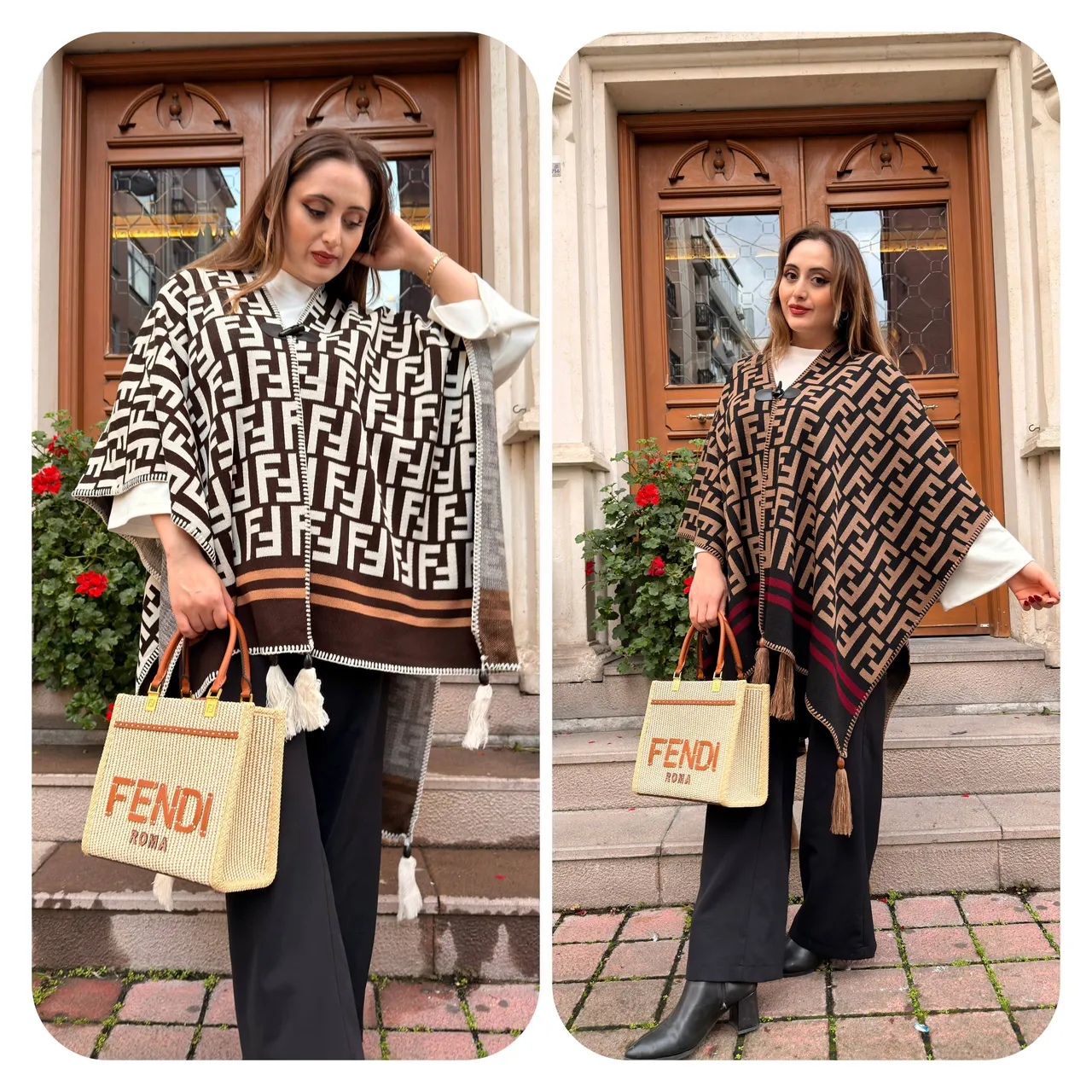 Poncho tipi kaşmir şal 23