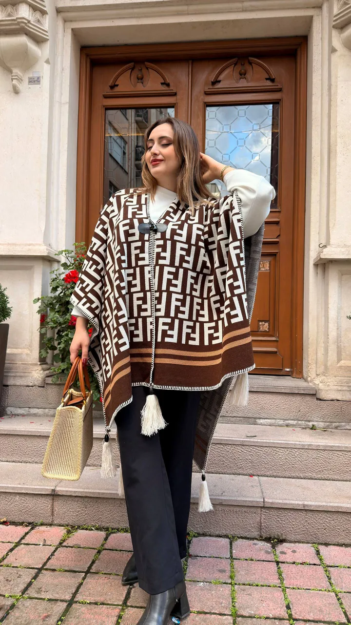 Poncho tipi kaşmir şal 5